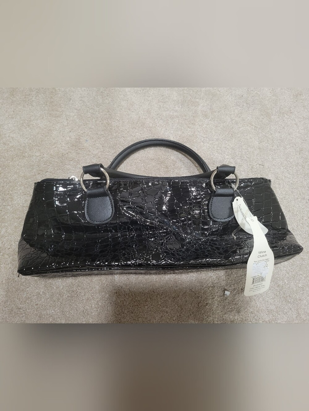 NWT Primeware Insulated Wine Clutch / Tote – Black Croc (Includes Corkscrew)
